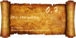 Ohr Harmatka névjegykártya